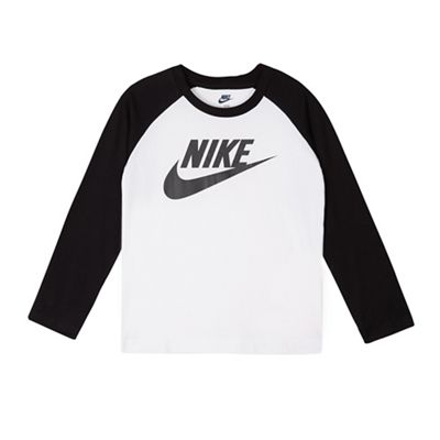 Nike Boys' white long sleeve logo shirt